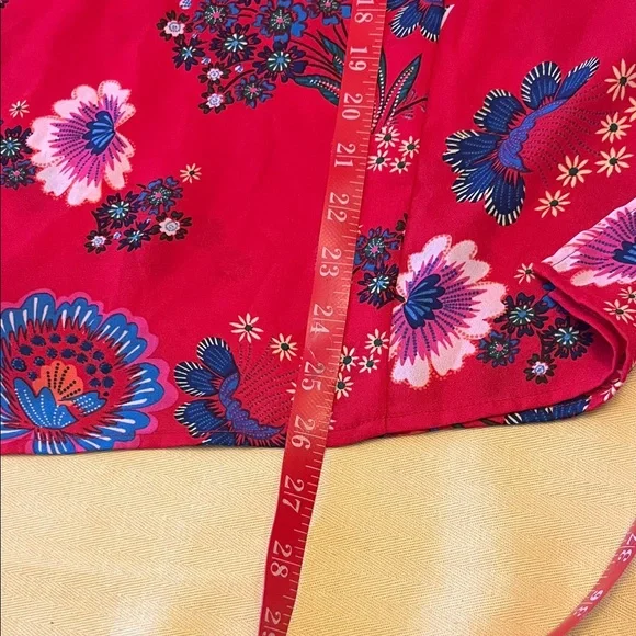 Zac & Rachel Red Floral Ruffle Sleeve Blouse size 1X Brand New - Picture 9 of 9